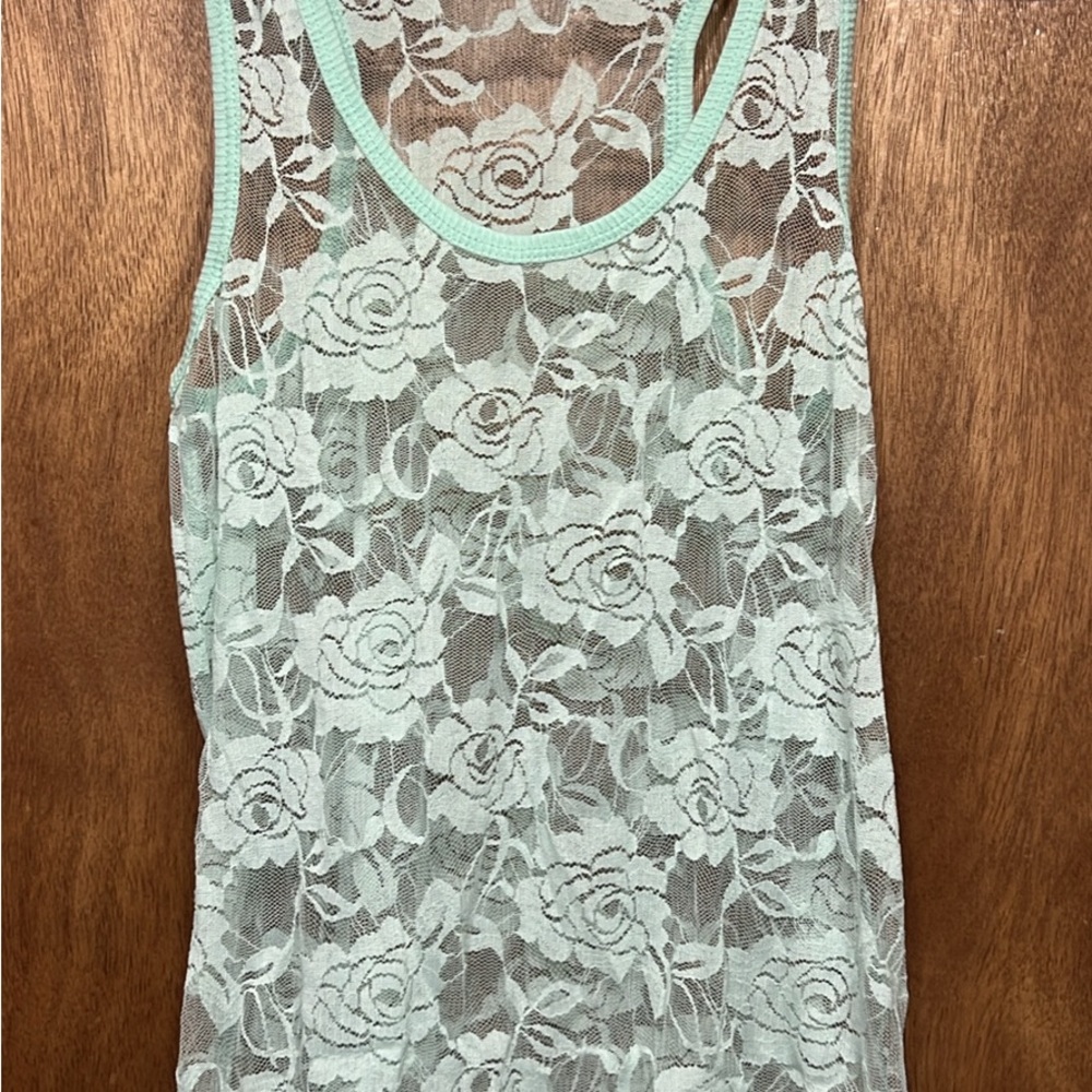 Wallflower Green Lace Sleeveless Tank Top